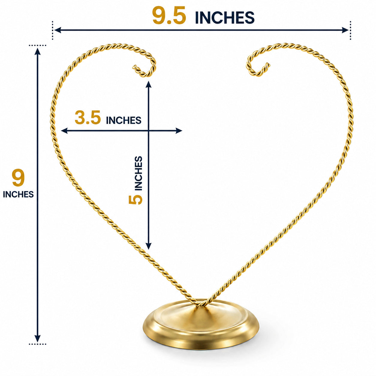 Open-Top Heart Twisted Gold Metal Ornament Display Stand 9 Inches (Poland)