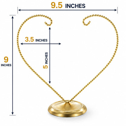 Open-Top Heart Twisted Gold Metal Ornament Display Stand 9 Inches (Poland)