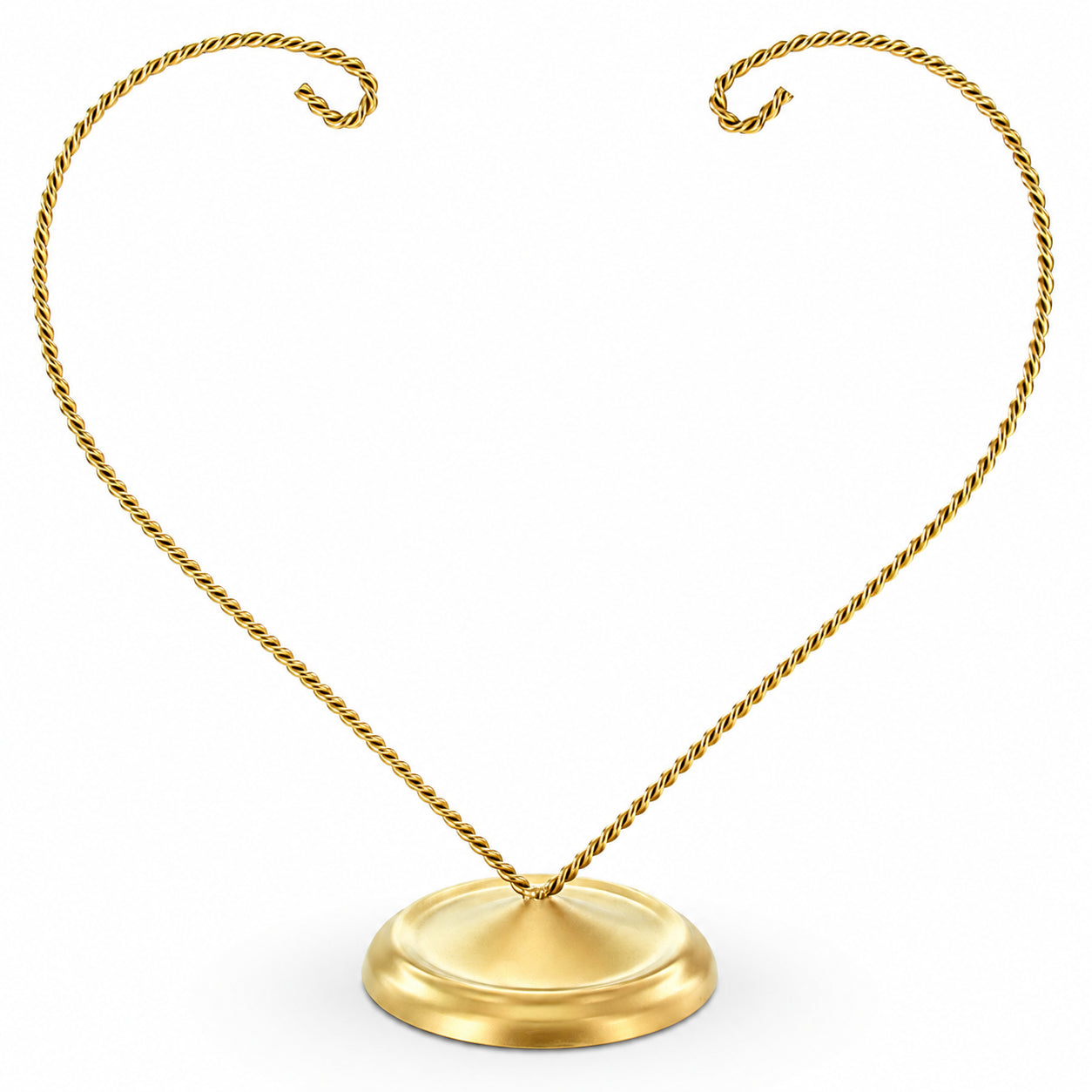 Open-Top Heart Twisted Gold Metal Ornament Display Stand 9 Inches (Poland)