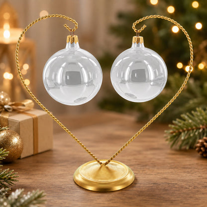 Open-Top Heart Twisted Gold Metal Ornament Display Stand 9 Inches (Poland)