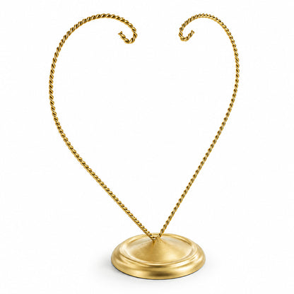 Open-Top Heart Twisted Gold Metal Ornament Display Stand 9 Inches (Poland)