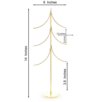 6-Arm Tiered Tree Gold Metal Ornament Display Stand 14 Inches (Poland)