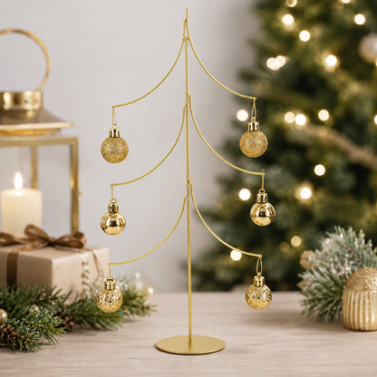 6-Arm Tiered Tree Gold Metal Ornament Display Stand 14 Inches (Poland)