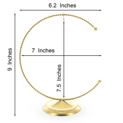 Crescent Moon Twisted Gold Metal Ornament Display Stand 9 Inches (Poland)