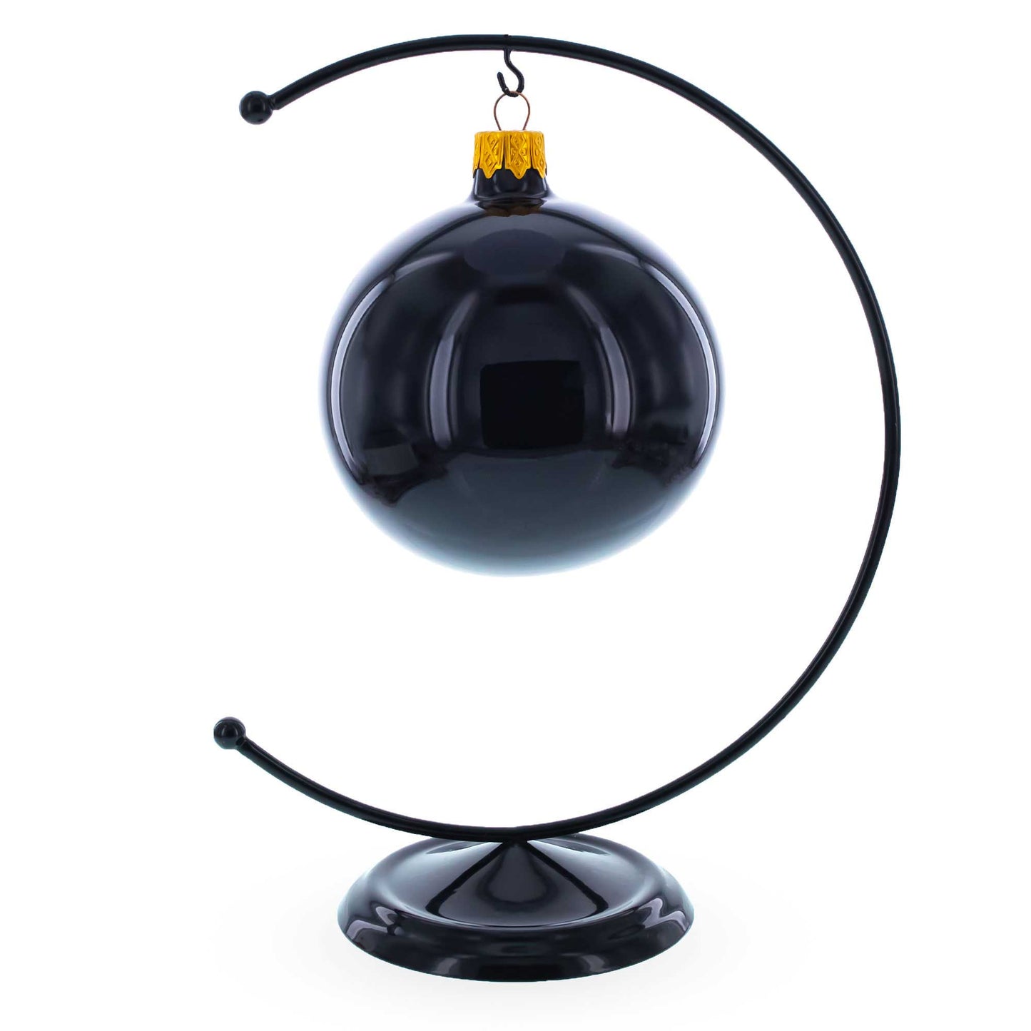 Crescent Moon Black Painted Metal Ornament Display Stand 8.8 Inches (Poland)