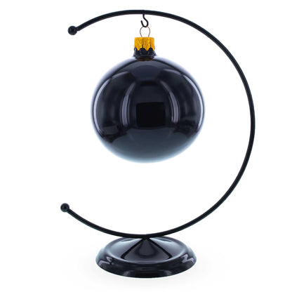 Crescent Moon Black Painted Metal Ornament Display Stand 8.8 Inches (Poland)