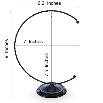 Crescent Moon Twisted Black Painted Metal Ornament Display Stand 9 Inches (Poland)