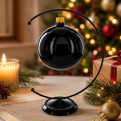 Crescent Moon Twisted Black Painted Metal Ornament Display Stand 9 Inches (Poland)