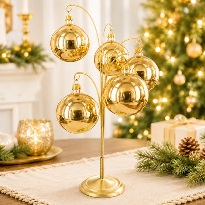 5-Arm Scroll Tree Branches Gold Metal Ornament Display Stand 14.5 Inches (Poland)