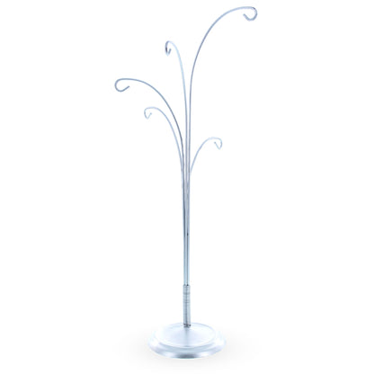 5-Arm Scroll Tree Branches Silver Metal Ornament Display Stand 14.5 Inches (Poland)