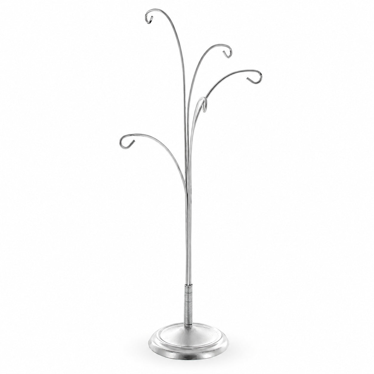 5-Arm Scroll Tree Branches Silver Metal Ornament Display Stand 14.5 Inches (Poland)