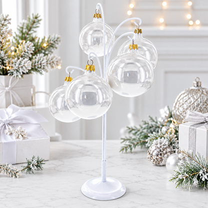 5-Arm Scroll Tree Branches White Painted Metal Ornament Display Stand 14.5 Inches (Poland)