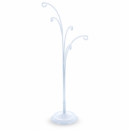 5-Arm Scroll Tree Branches White Painted Metal Ornament Display Stand 14.5 Inches (Poland)