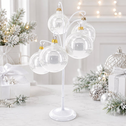 5-Arm Scroll Tree Branches White Painted Metal Ornament Display Stand 14.5 Inches (Poland)