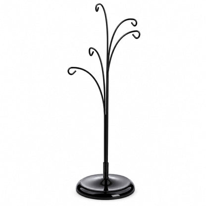 5-Arm Scroll Tree Branches Black Painted Metal Ornament Display Stand 14.5 Inches (Poland)