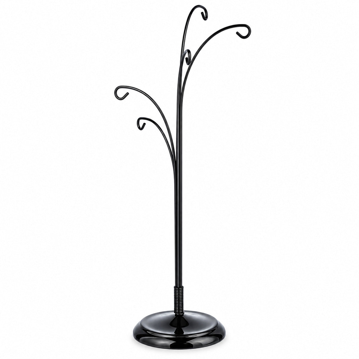 5-Arm Scroll Tree Branches Black Painted Metal Ornament Display Stand 14.5 Inches (Poland)