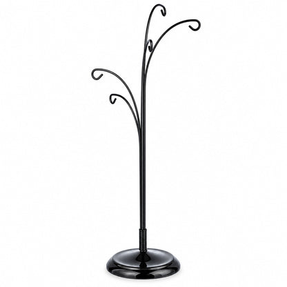 5-Arm Scroll Tree Branches Black Painted Metal Ornament Display Stand 14.5 Inches (Poland)