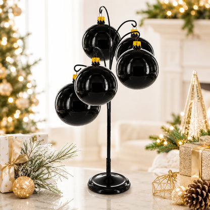 5-Arm Scroll Tree Branches Black Painted Metal Ornament Display Stand 14.5 Inches (Poland)