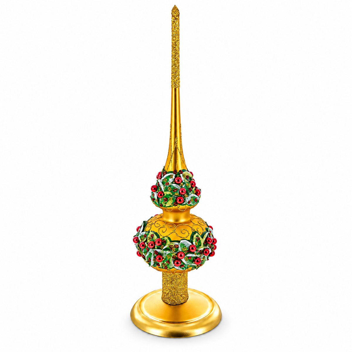 Upright Gold Metal Christmas Tree Topper Finial Stand Display Stand 7.2 Inches (Poland)