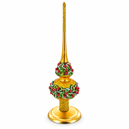 Upright Gold Metal Christmas Tree Topper Finial Stand Display Stand 7.2 Inches (Poland)
