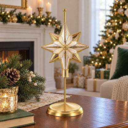 Upright Gold Metal Christmas Tree Topper Finial Stand Display Stand 7.2 Inches (Poland)