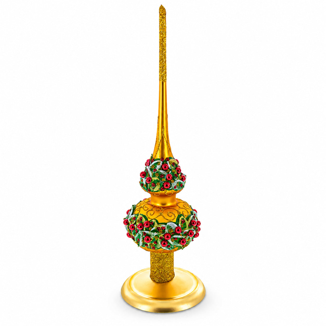 Upright Gold Metal Christmas Tree Topper Finial Stand Display Stand 7.2 Inches (Poland)