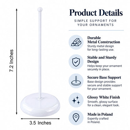 Upright White Metal Christmas Tree Topper Finial Stand Display Stand 7.2 Inches (Poland)