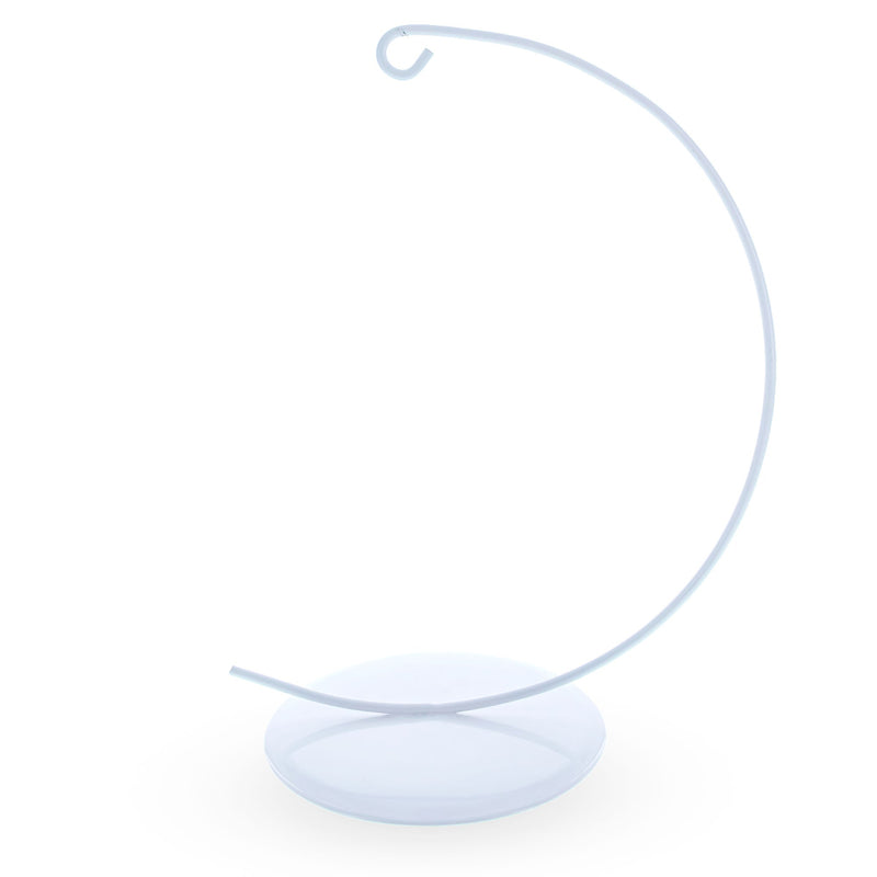 Solid Round Base White Painted Metal Ornament Display Stand 7.8 Inches (Poland)