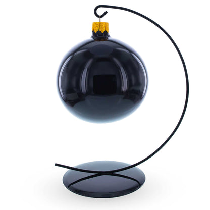 Solid Round Base Black Painted Metal Ornament Display Stand 7.8 Inches (Poland)