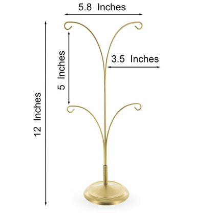 4-Arm Tree Branch Gold Metal Ornament Display Stand 12 Inches (Poland)