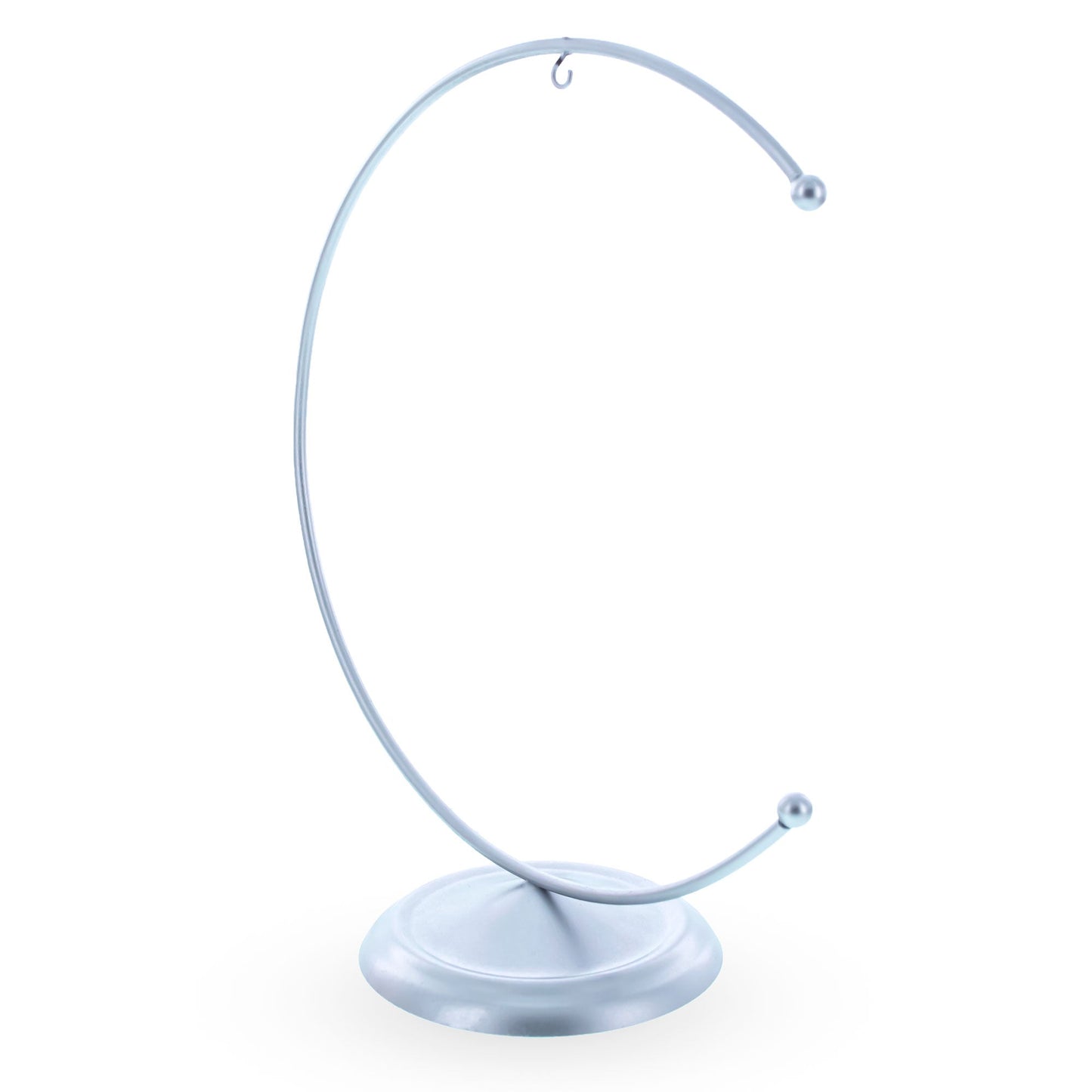 Crescent Moon Silver Metal Ornament Display Stand 8.8 Inches (Poland)