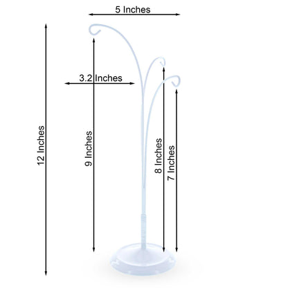 3-Arm Botanical Style White Painted Metal Ornament Display Stand 12 Inches (Poland)