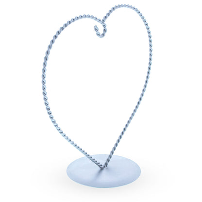 Heart-Shaped Twisted Silver Metal Ornament Display Stand 6.2 Inches (Poland)