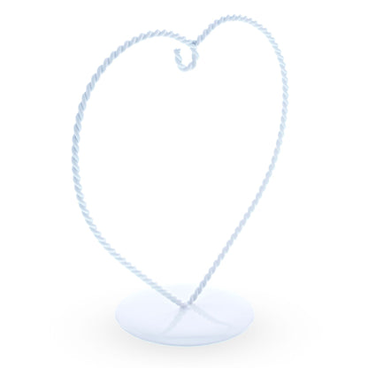 Heart-Shaped Twisted White Painted Metal Ornament Display Stand 6.2 Inches (Poland)