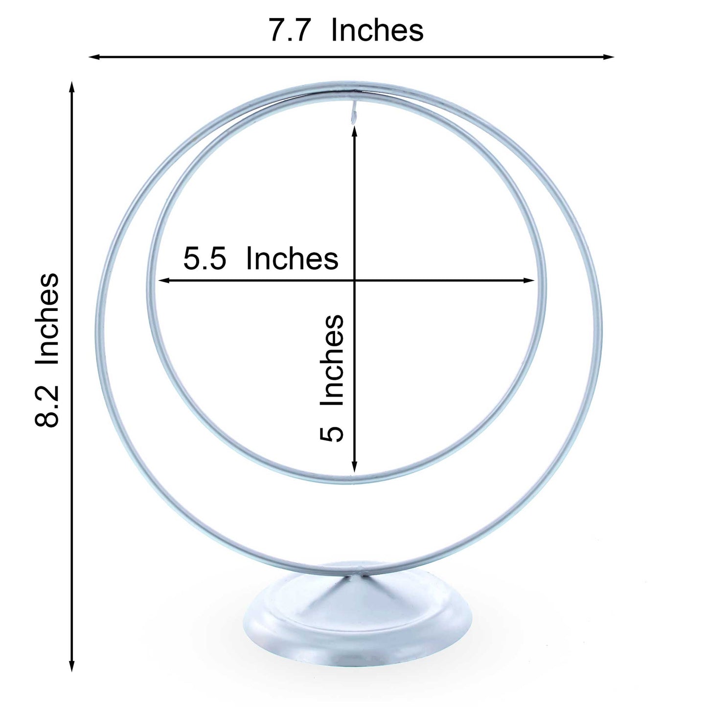 Contemporary Double Circle Silver Metal Ornament Display Stand 8.2 Inches (Poland)