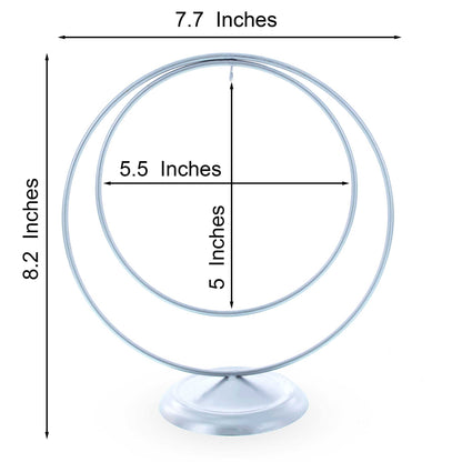 Contemporary Double Circle Silver Metal Ornament Display Stand 8.2 Inches (Poland)