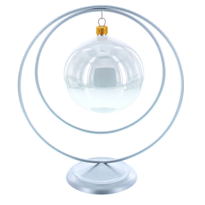 Contemporary Double Circle Silver Metal Ornament Display Stand 8.2 Inches (Poland)