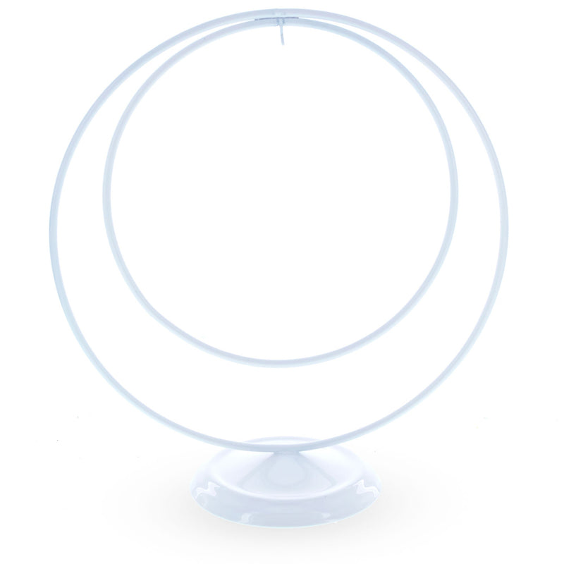 Contemporary Double Circle White Painted Metal Ornament Display Stand 8.2 Inches (Poland)