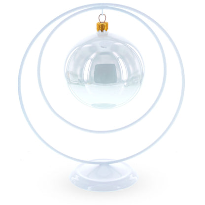 Contemporary Double Circle White Painted Metal Ornament Display Stand 8.2 Inches (Poland)