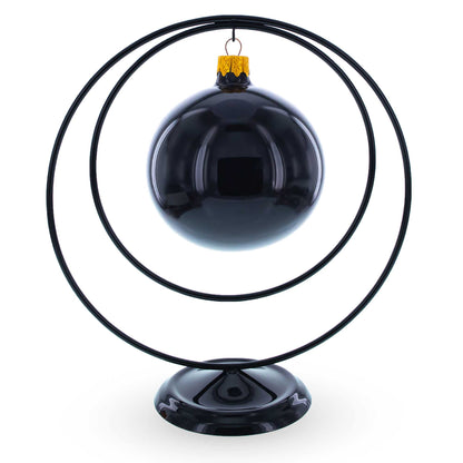 Contemporary Double Circle Black Painted Metal Ornament Display Stand 8.2 Inches (Poland)