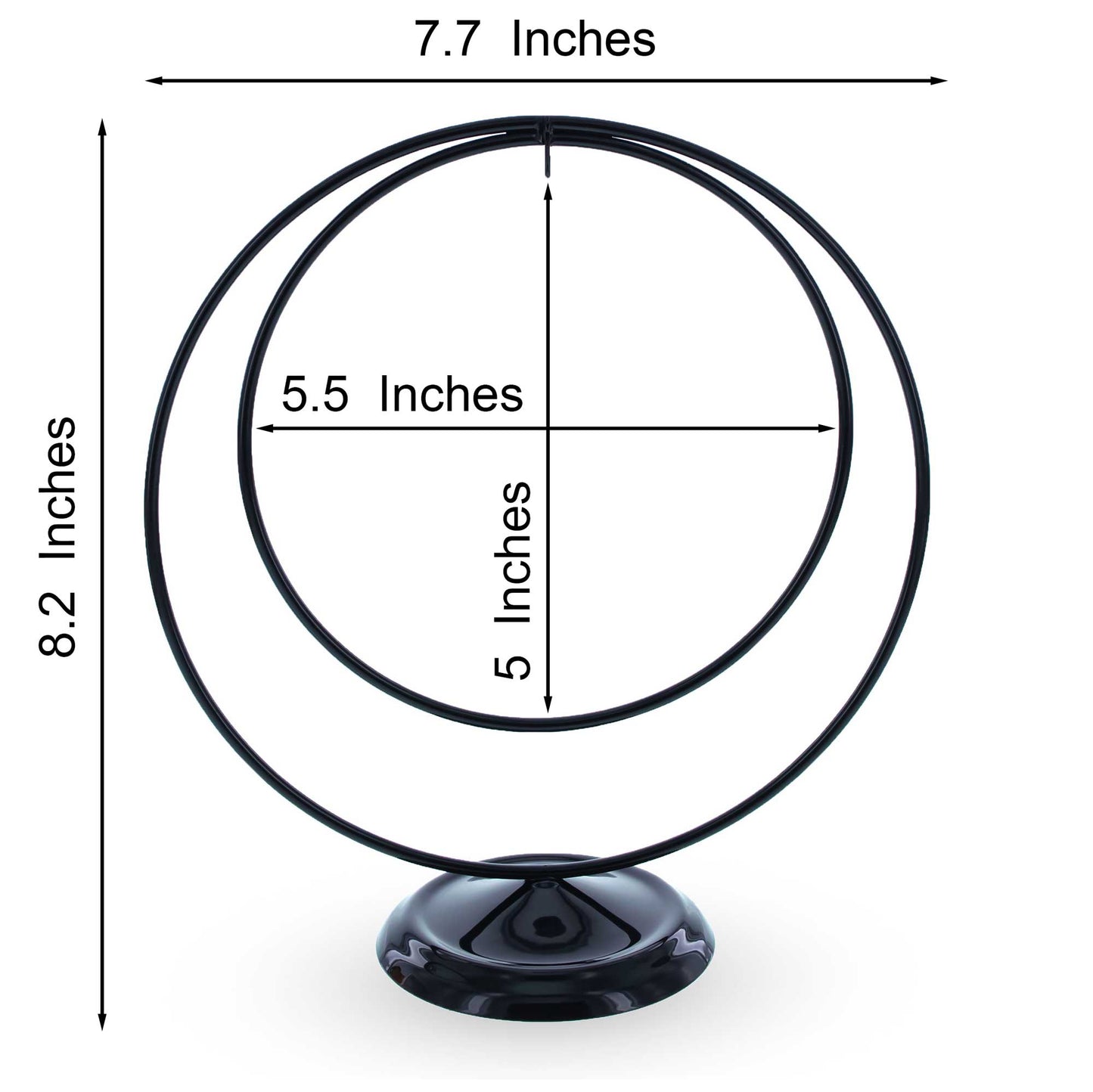 Contemporary Double Circle Black Painted Metal Ornament Display Stand 8.2 Inches (Poland)