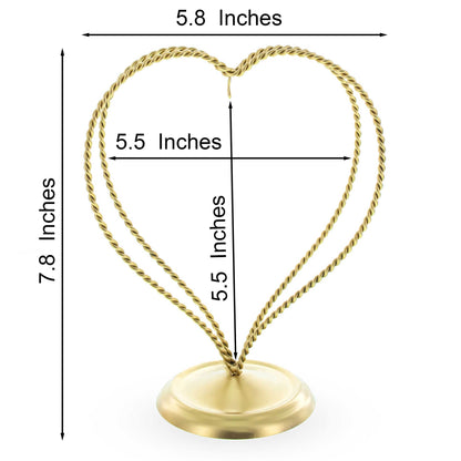Double Wire Heart Twisted Gold Metal Ornament Display Stand 7.8 Inches (Poland)