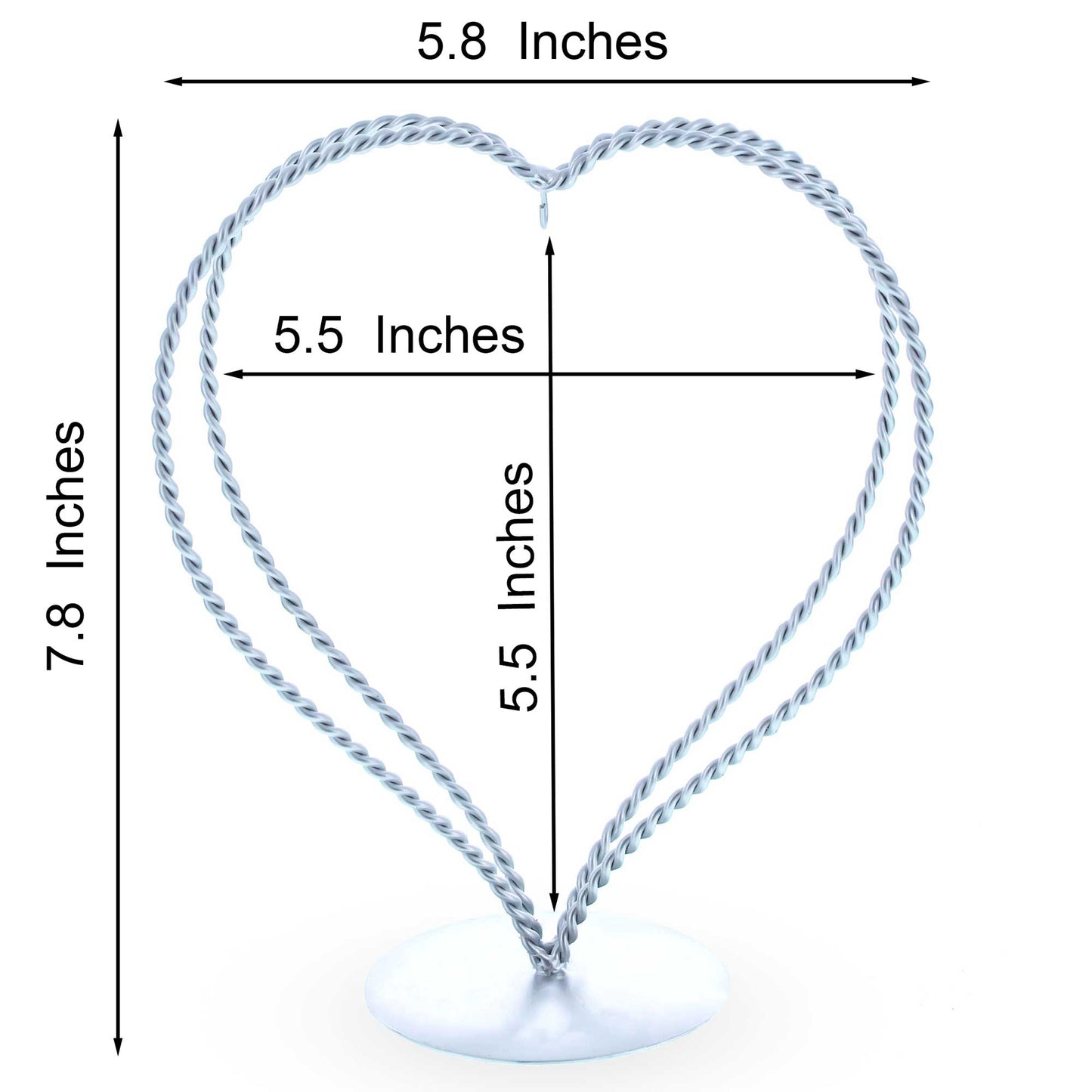 Double Wire Heart Twisted Silver Metal Ornament Display Stand 7.8 Inches (Poland)