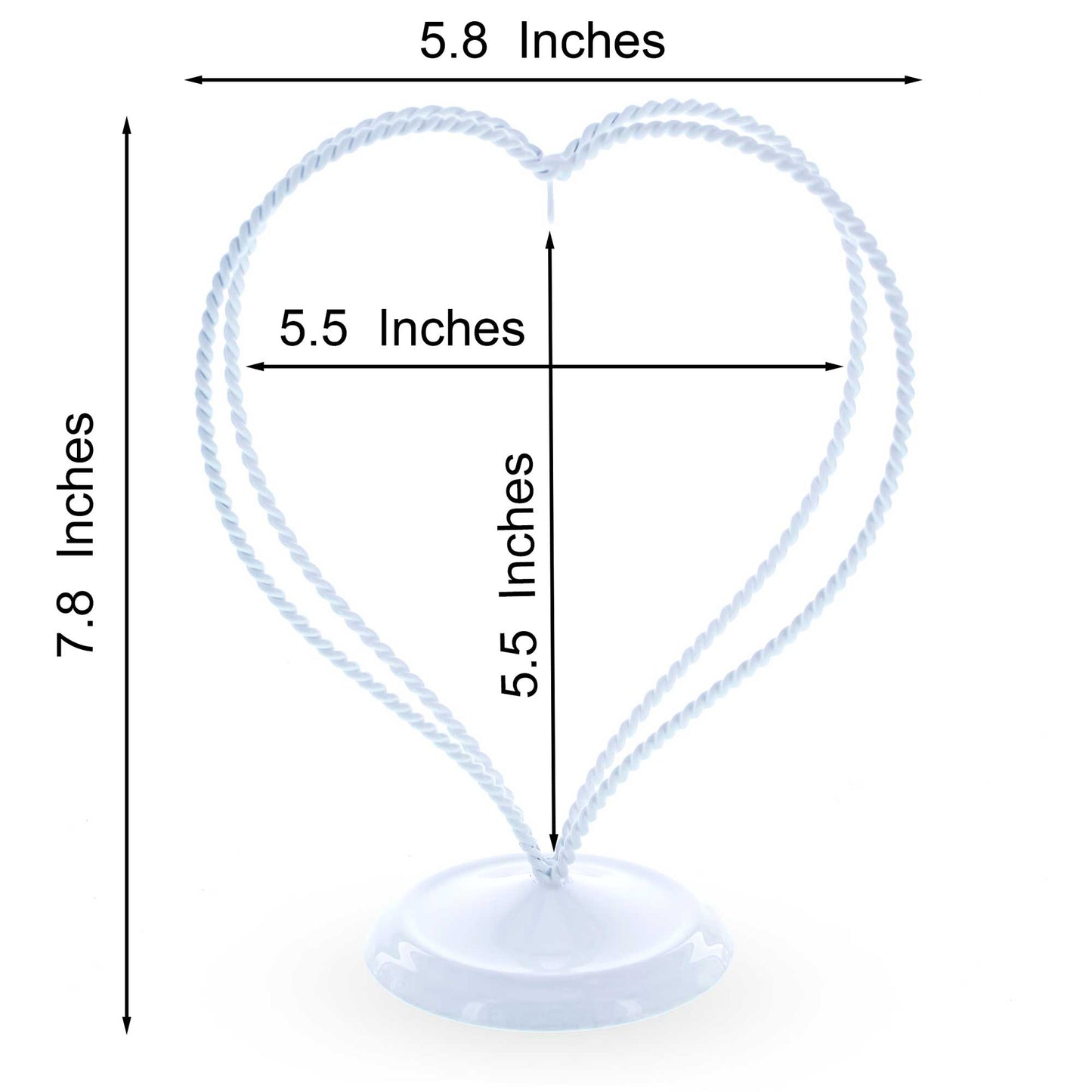 Double Wire Heart Twisted White Paint Metal Ornament Display Stand 7.8 Inches (Poland)