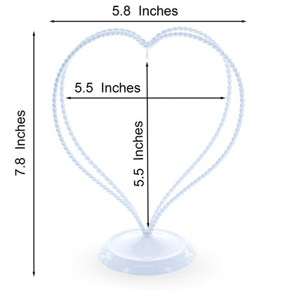 Double Wire Heart Twisted White Paint Metal Ornament Display Stand 7.8 Inches (Poland)