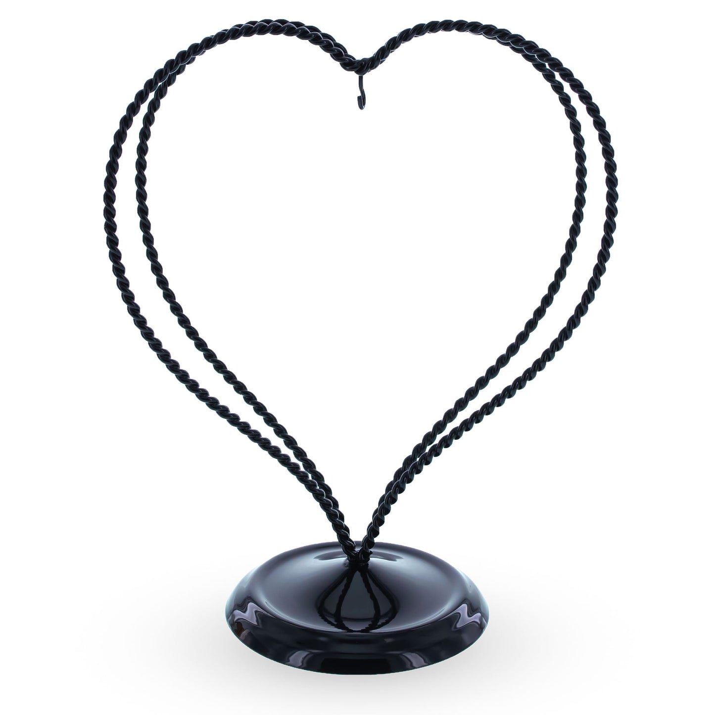 Double Wire Heart Twisted Black Paint Metal Ornament Display Stand 7.8 Inches (Poland)