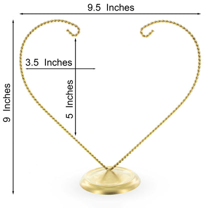 Open-Top Heart Twisted Gold Metal Ornament Display Stand 9 Inches (Poland)