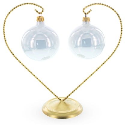 Open-Top Heart Twisted Gold Metal Ornament Display Stand 9 Inches (Poland)