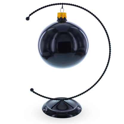 Crescent Moon Twisted Black Painted Metal Ornament Display Stand 9 Inches (Poland)