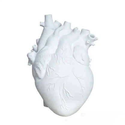 Anatomical white ceramic heart shape vase living room decor